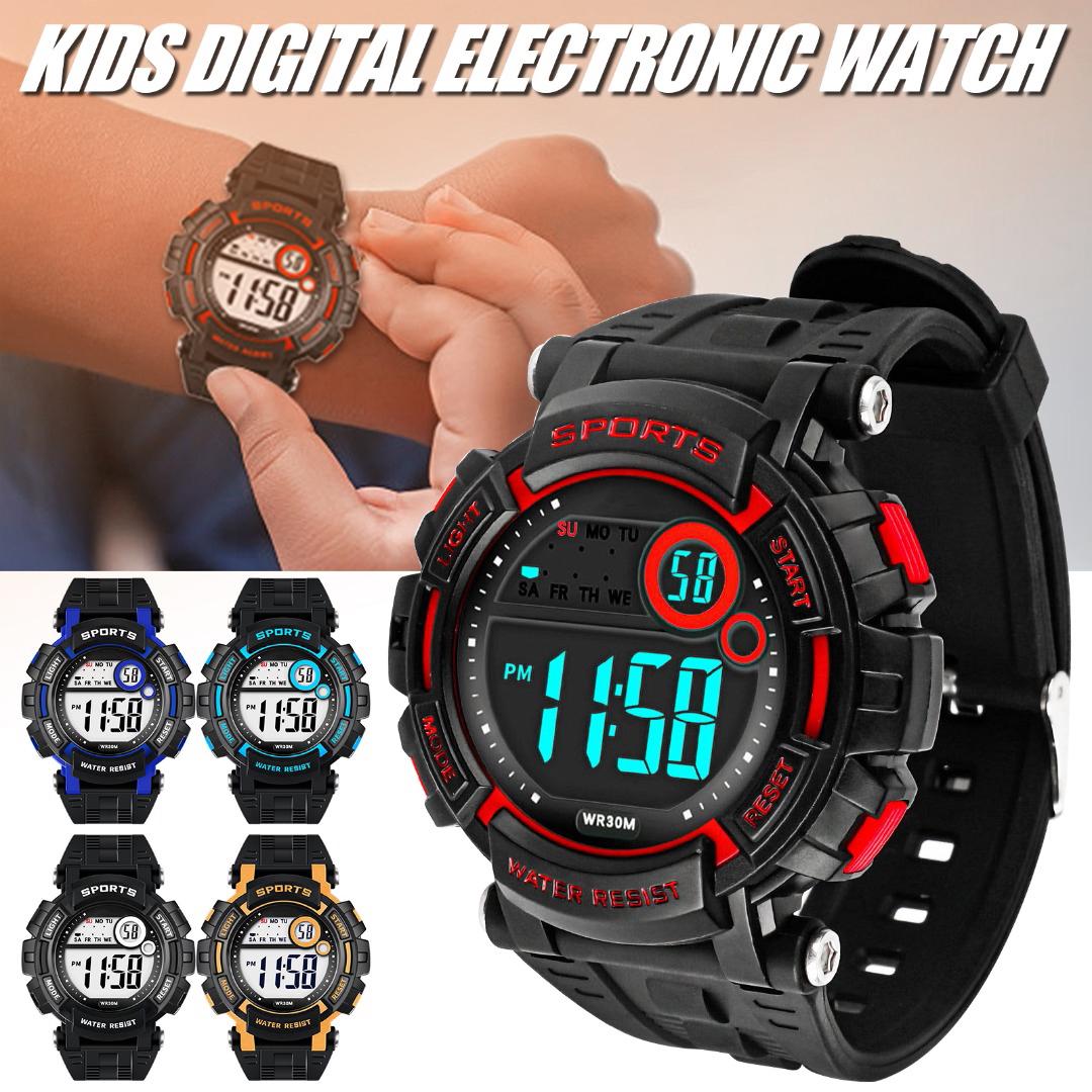 

PDTO Новые цифровые электронные часы Водонепроницаемые детские спортивные светодиодные часы для мальчиков и девочек