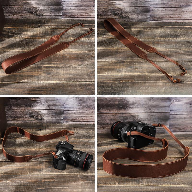 Retro Crazy Horse Leather Camera Strap Comfortable and Convenient Outdoor Travel Double Sided Leather Digital Camera Strap