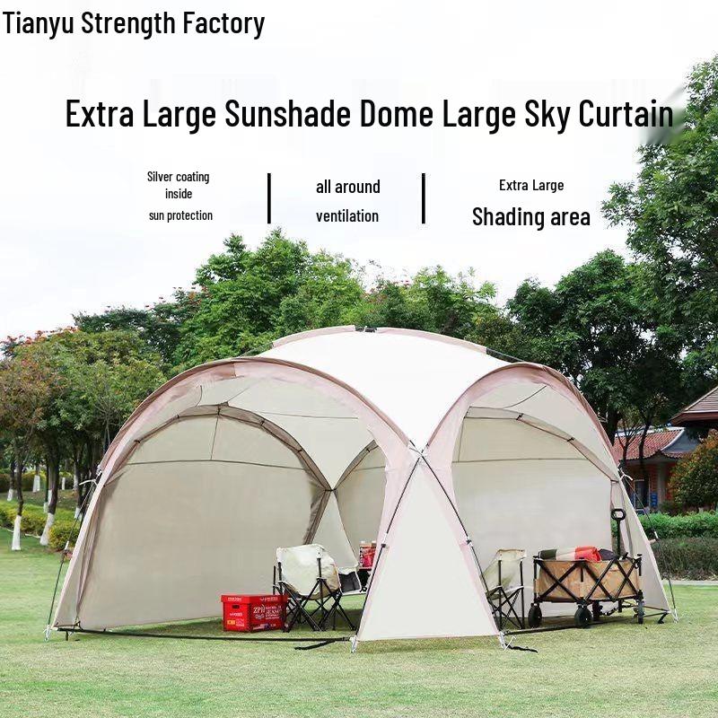 Mongolisches Jurte Exquisites Kuppeldach: XL Outdoor-Sonnenschirm mit Silberbeschichtung für Sonnen- und Regenschutz
