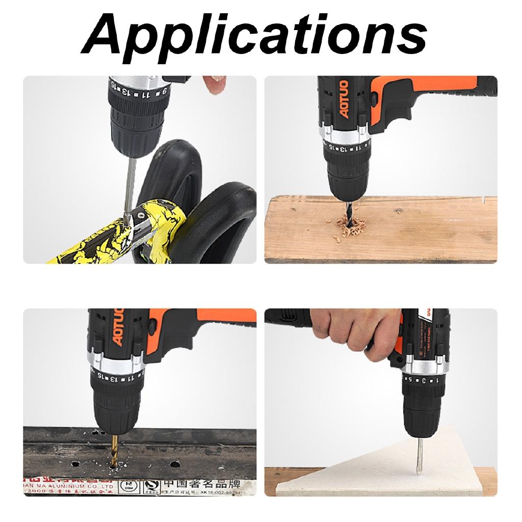 AC 100-240V 0-550r/min 0-1350r/min Cordless Drill Double Speed Adjustment LED Lighting 1/2Pcs Large Capacity Battery 35Nm 15-speed Torque Adjustment