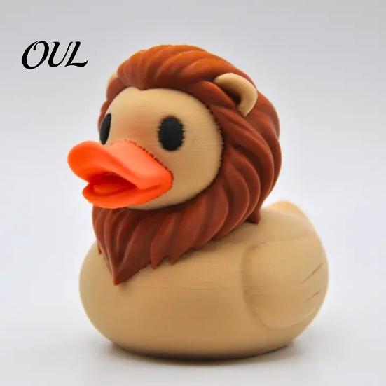 Fashion Enthusiast Gifts Cute Lion Duck Figurine, 3D Printed Desktop Ornament, Creative Environmentally Friendly Pla Figures Animal Statue for