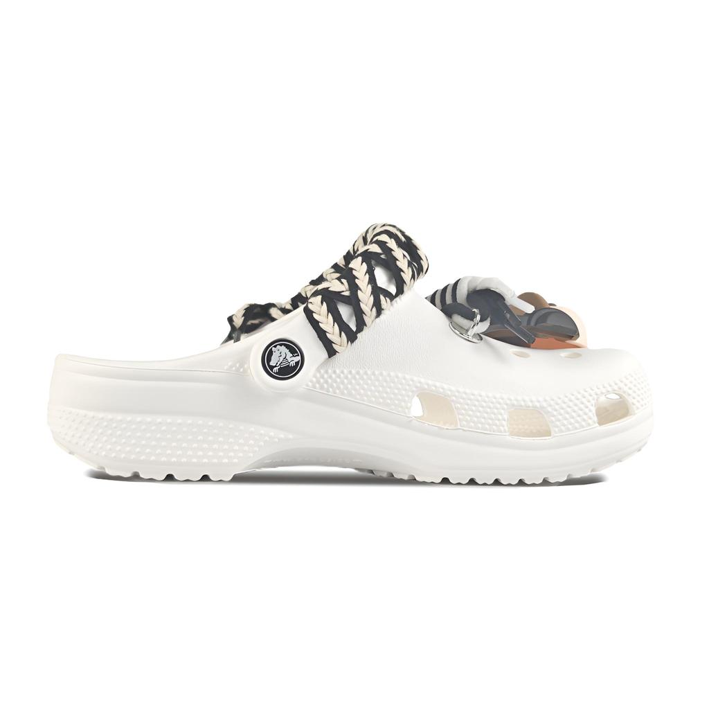 Crocs Crush Clog EVA Ink Flower Dog Decoration Buckle Hand-Painted Graffiti Couples Casual Fashion Versatile Clogs Unisex White