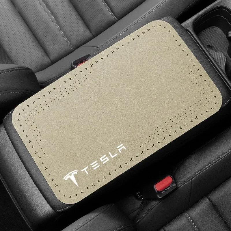

Car Sticker Tesla 1Pcs Car Armrest Pad Auto Storage Box Cover Protective Mat For Tesla Model 3 S X Y Roadster SpaceX Interior Ac бежевий