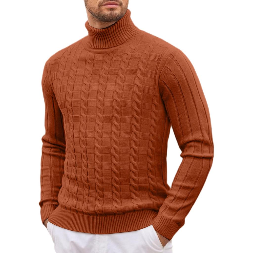 Men's Sweater  Knitted Sweater  Solid Color  Gao Ling  Stripes  Twisted Dough  Leisure