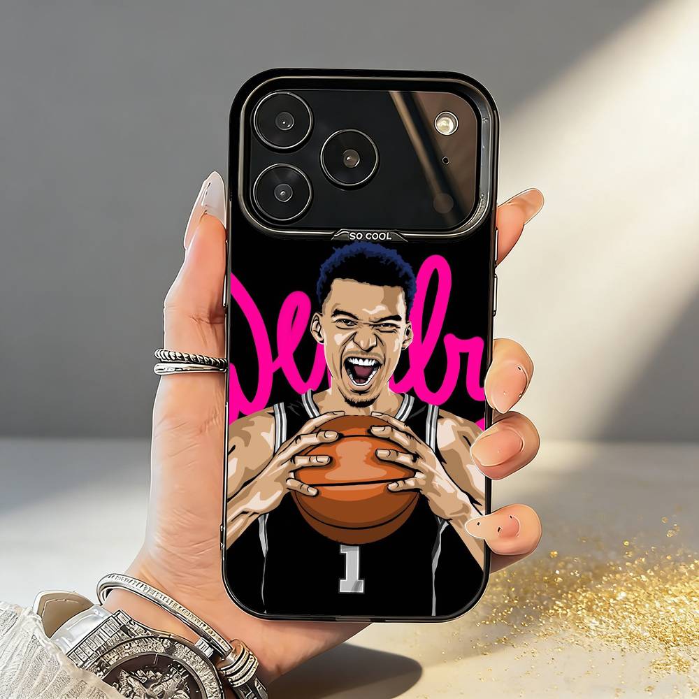 

V-Victor W-Wembanyama Phone Case For iPhone17,16,15,14,13,12,11,Pro,MAX Gray Matte Silicone Black Cover iPhone17PRO