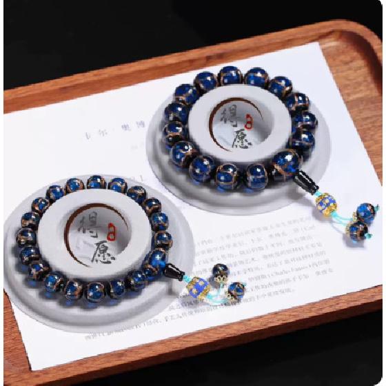 Ash-glazed Glass Bracelet, Same Style As On Xiaohongshu, Gold-leaf Multi-treasure Gold-swallowing Beast Bracelet, Perfect with Gold-leaf