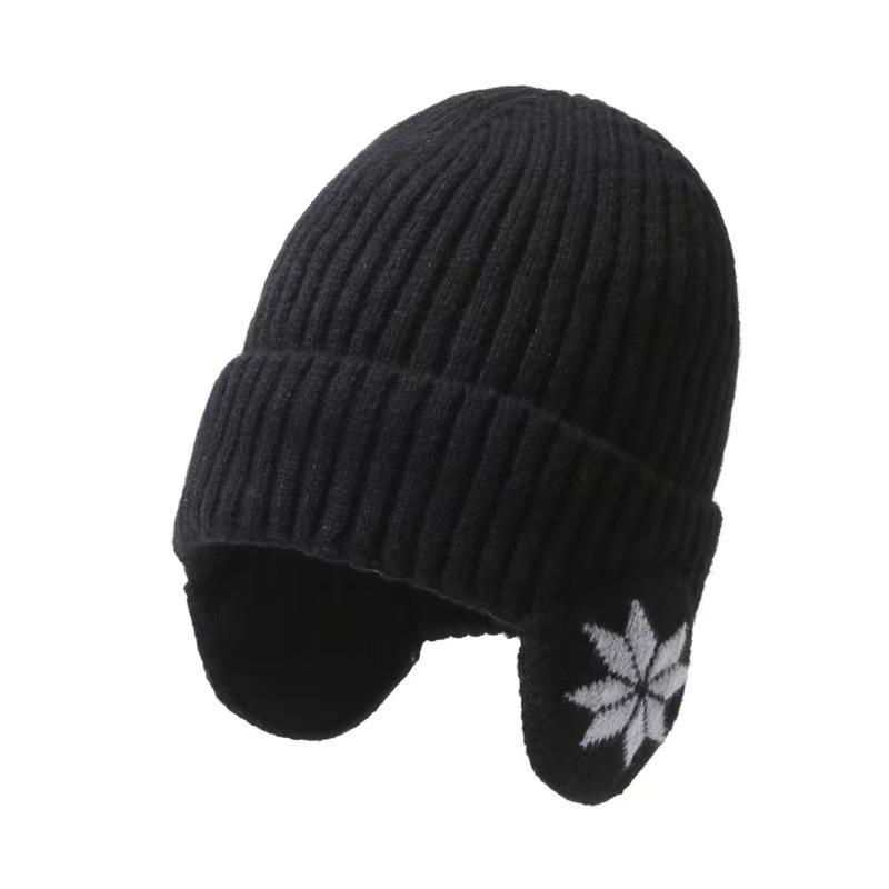 Outdoor Cycling Winter Hat Men's Knitted Hat Blue Pullover Hat Fleece Ear Protector Wool Hat Men's
