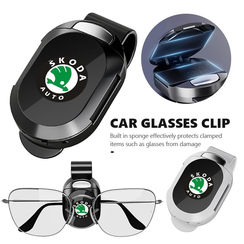 Auto Glasses Clip Sunglasses Clip Card Ticket Holder Car Accessorie For Skoda Rapid Octavia Derivative Enyaq-iV VisionS Yeti RD4