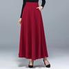 Maxi Skirt High Waist A-Line Long Skirt with Pockets Breathable Slimming Large Hem Design Office Lady Skirt