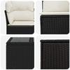 Sofa Set 8 Pieces Black and Cream White Poly Rattan and Steel