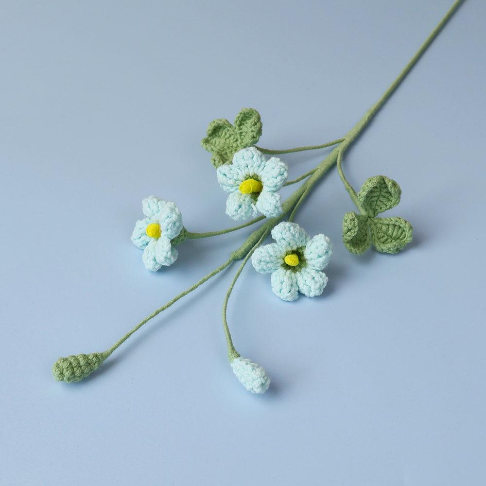 Cute Oxalis Crochet Bouquet Lovely Knitted Flowers Creative Fake Flower with Bud Home Decor Gift