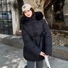 Large Fur Collar Belt Down Cotton Jacket for Women Winter Waist Belt Slimming Thick Sweet Coat