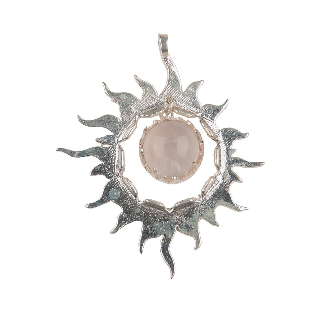 925 Solid Silver Multi Gemstone Sun Health Benefits Unisex Jewelry Pendant 1.76" CP-18