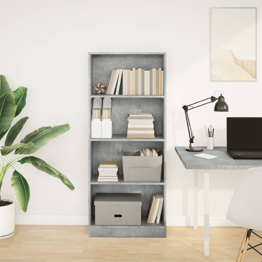 Vidaxl Shelf, Concrete Gray, 60X24X143 Cm, Wood-Based Material