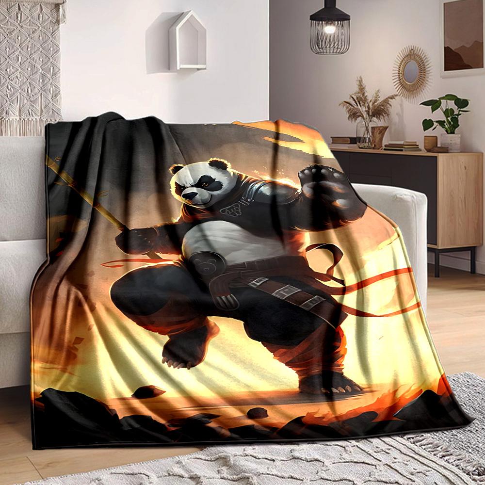 

1PC Panda Warrior Blanket, Throw For Sofa, Bed, Travel, Camping, Livingroom, And Bed, Printing Blanket With Soft And Warm Fabric yy250918151 100x150cm