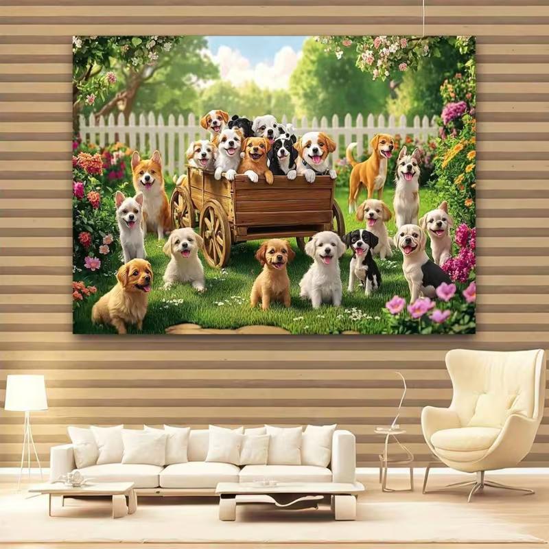

2D Garden Puppy Family Background Cloth Happy Dogs Party Decoration 47.2x31.5inch/120*80cm