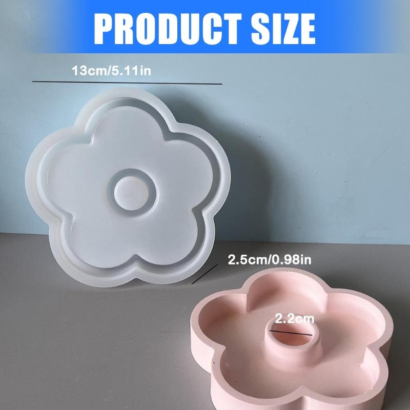 Floral Silicone Candle Holder Tray Food Grade Safe Flexible Long Candle Tray For Home Decors Party Centerpiece