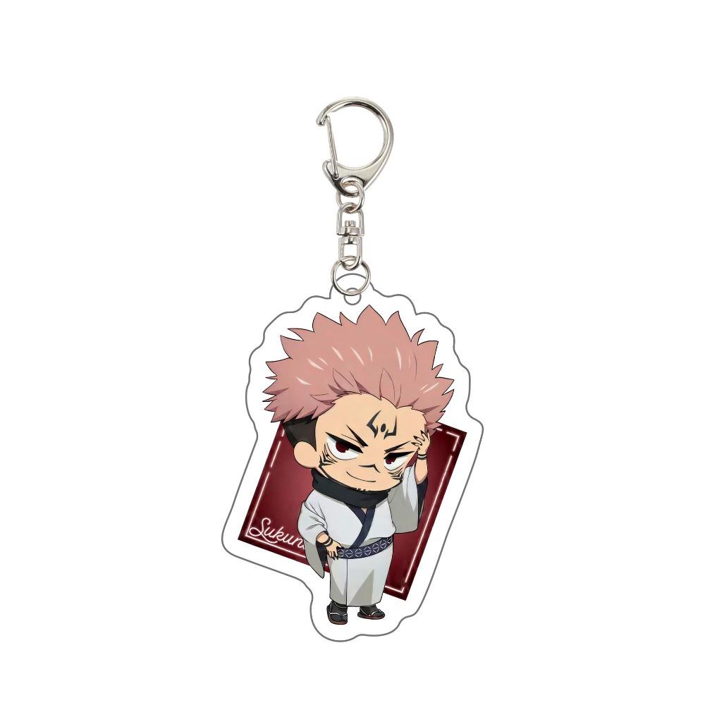 Anime Jujutsu Kaisen Acrylic Keychain Q Version Thinking Pose Itadori Yuji Gojo Satoru Keyring Bag Charm Peripheral Jewelry Gift