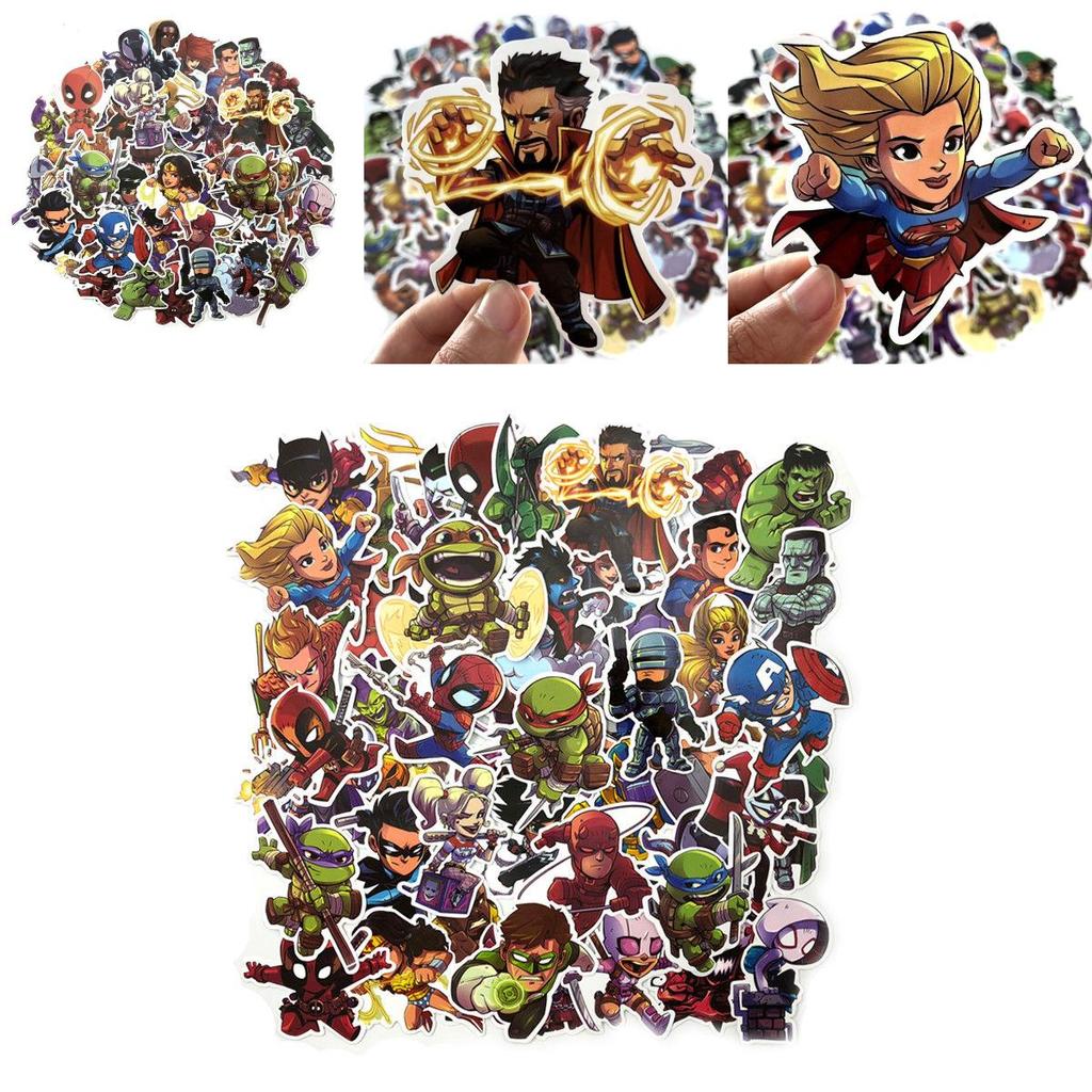 Chibi 50 Pcs Super Heroes Sticker Decals For Skateboard Laptop Luggage