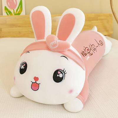 Long Pillow On The Bed with Rag Doll Rabbit Plush Toy Large-size Sleeping Heart Doll