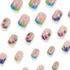 Square Press On Nail Flower Fake Nail Stick On Nail In 12 Sizes,24 Pcs French Nail Tips for DIY Nail Art Decorations