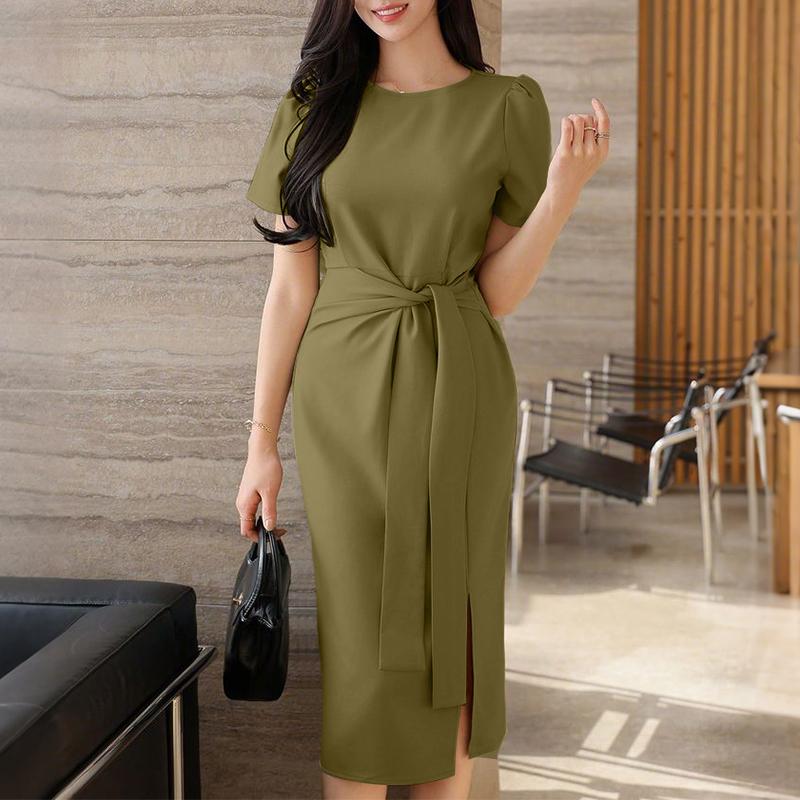 

ZANZEA Женское повседневное платье-футляр с круглым вырезом и коротким рукавом на лето 3XL