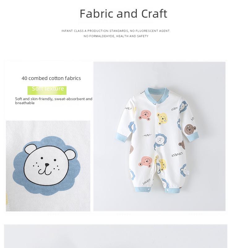 Combed Cotton Long-Sleeved Baby Romper for Newborns - Spring & Autumn