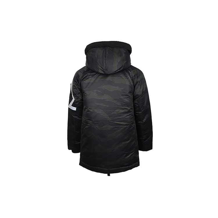 Jordan Sportovní zateplená pánská zimní bunda s kapucí, střední délky, černá AA1952-011