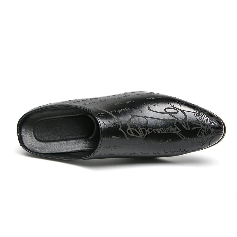 Sommer Herre Halvsko Høyhæl Mules Sandaler Tøfler Mann Loafers Fritidssko Lær