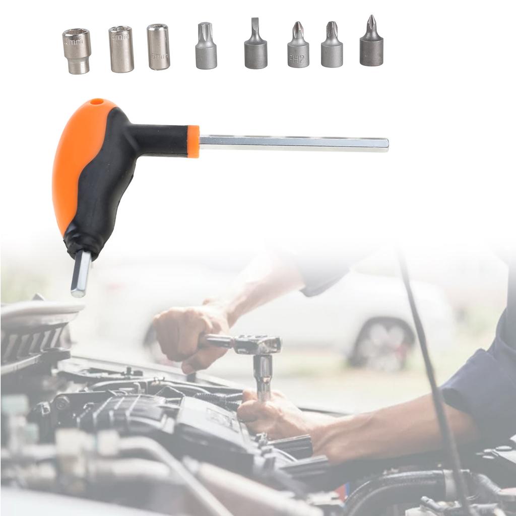 T-wrench Tools with 6/8/10/45mm TX-Star Bit Socket 60029070300 Multifunction Metal T-shaped Wrench Hand Tools