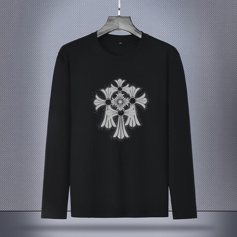 240g Double-Sided Liquid Ammonia Cotton Long Sleeve Unisex T-Shirt - New Solid Color Casual Base Layer for Autumn/Winter 2024