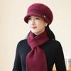 New Women Fashion Winter Warm Set K Letter Plush Fur Lined Warm Hats For Women Casual Rabbit Fur Blend Outdoor Dandy Knitted Cap