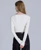 BASIC HOUSE Women'S Square Neck Long Sleeve Sweater Ivory Lykt7204