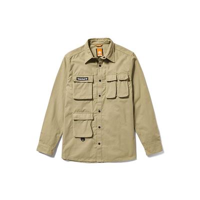 Outdoor Solid Color Multi-Pocket Water-Resistant Long Sleeve Shirt Men Shirts Licorice-Yellow A6Q49-DH4