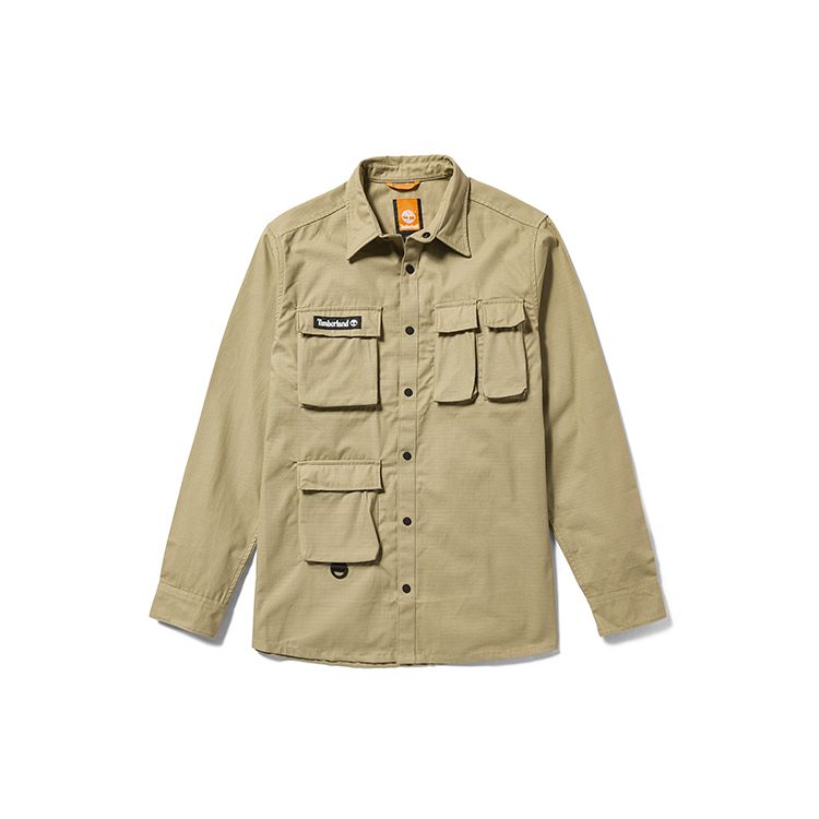 Timberland Khaki Multi-Pocket Workwear Long Sleeve Shirt Jacket A6Q49-DH4 XL