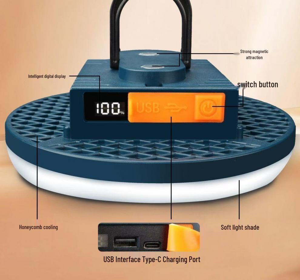 Rechargeable Super Bright Magnetic Outdoor Stall & Camping UFO Light with Long Battery Life