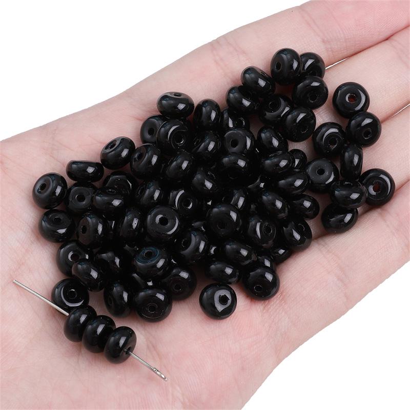 Black & White Glass Beads: Transparent Round, Crystal, Wheel, Bamboo - DIY Handcrafted Bracelet & Necklace Jewelry