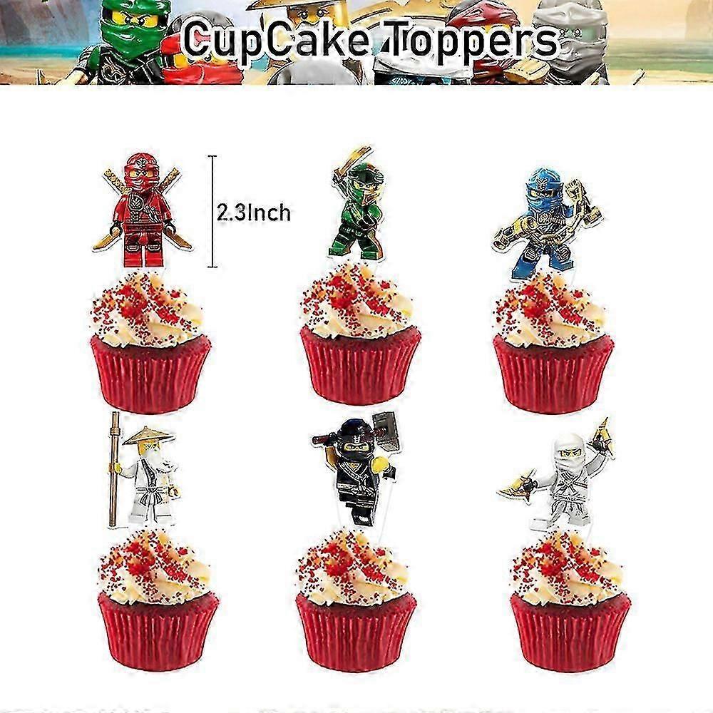 Ninjago Theme Kids Boys Happy Birthday Party Decoration Balloon Banner Cupcake Toppers Kits