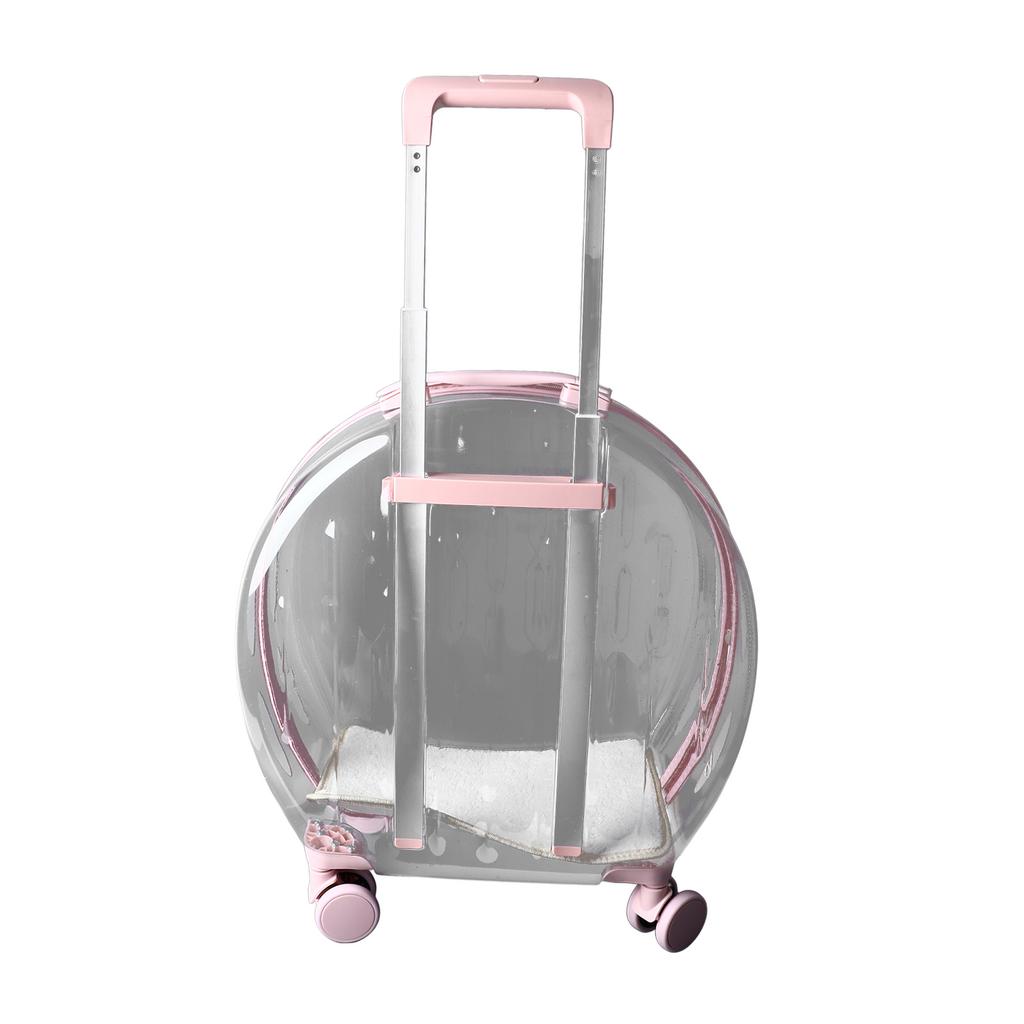 Cat Trolley Case Transparent Breathable Labor Saving Silent Moving Outdoor Rolling Pet Carrier for
