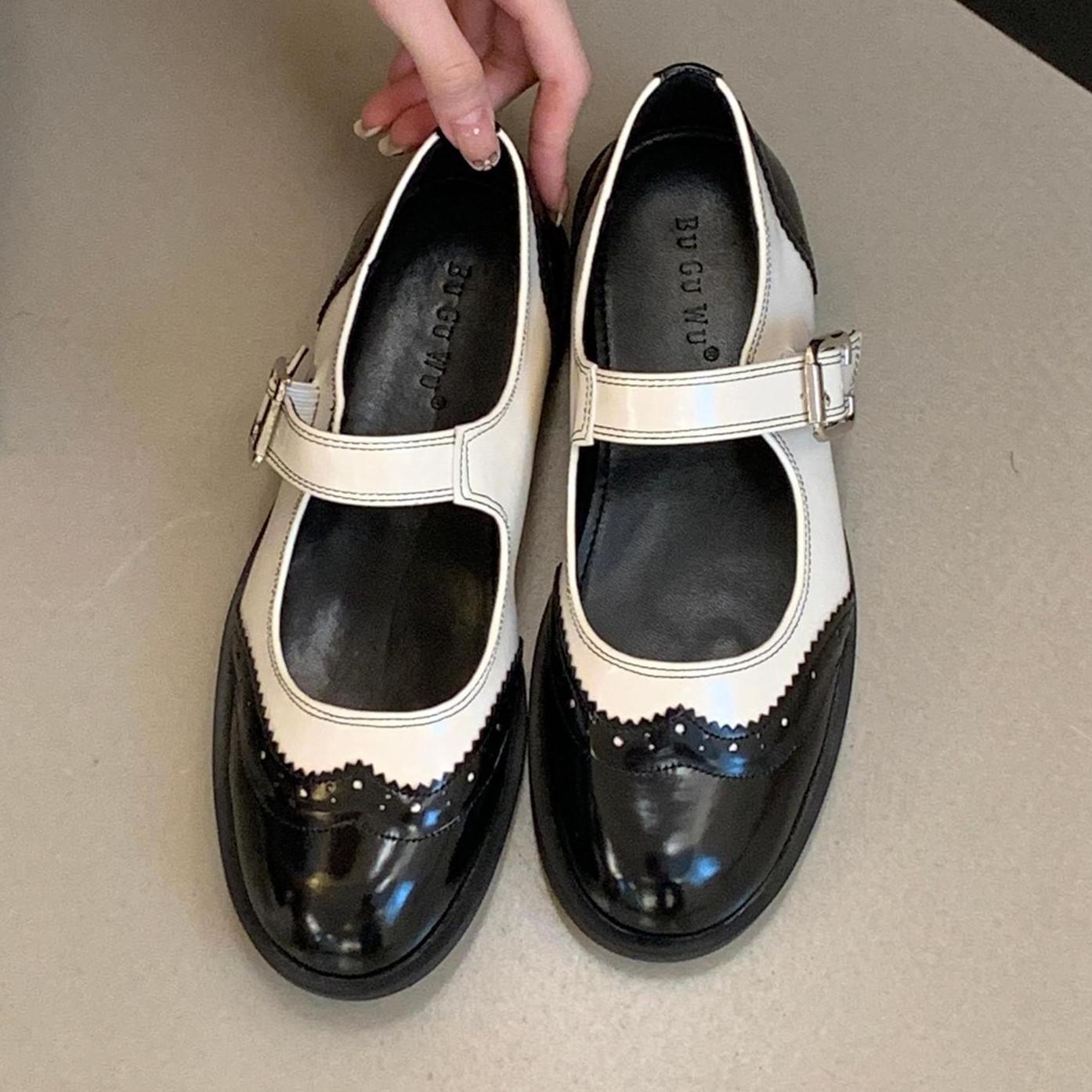 

IPPEUM Туфли Мэри Джейн для женщин с круглым носком и пряжкой из ПУ кожи, балетки для девочек Мэри Джейн 260 чёрный