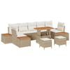 Ensemble de canapés de jardin 10 pièces avec coussins beige poly rattan acacia, Ensemble de salle à manger de jardin 3362901
