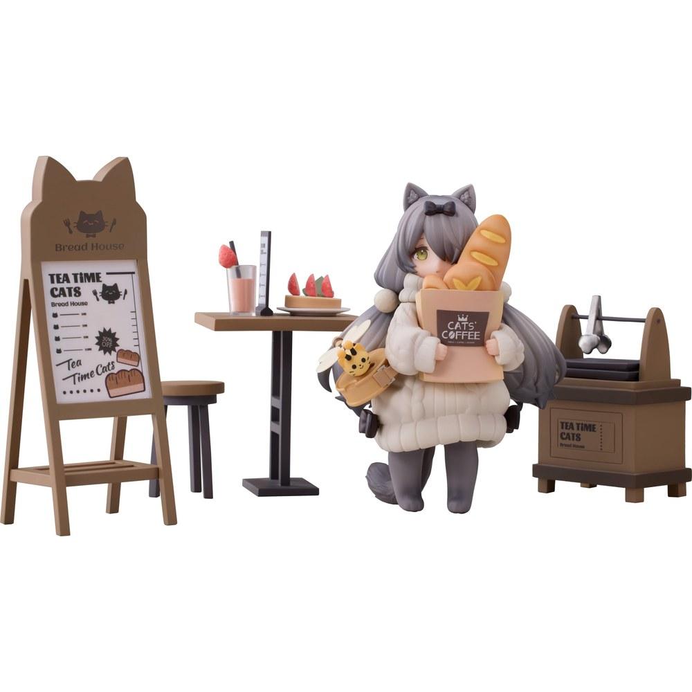 RIBOSE DLC Series Tea Time Cats Scene Nyantown Bakery Clerk and Customer Set Complete Figure Non-Scale ABS PVC Painted