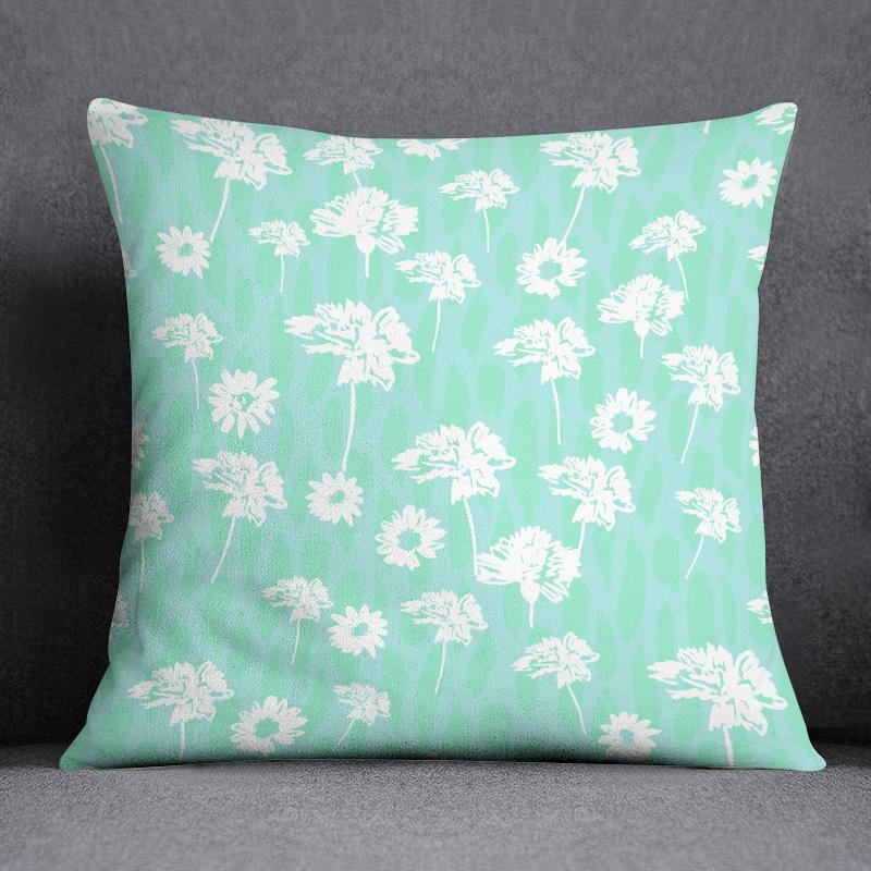 Abstract Summer Fresh Mint Blue Green Pattern Series Pillow  Bedroom Sofa Car Cushion Cover Case (45cm*45cm)