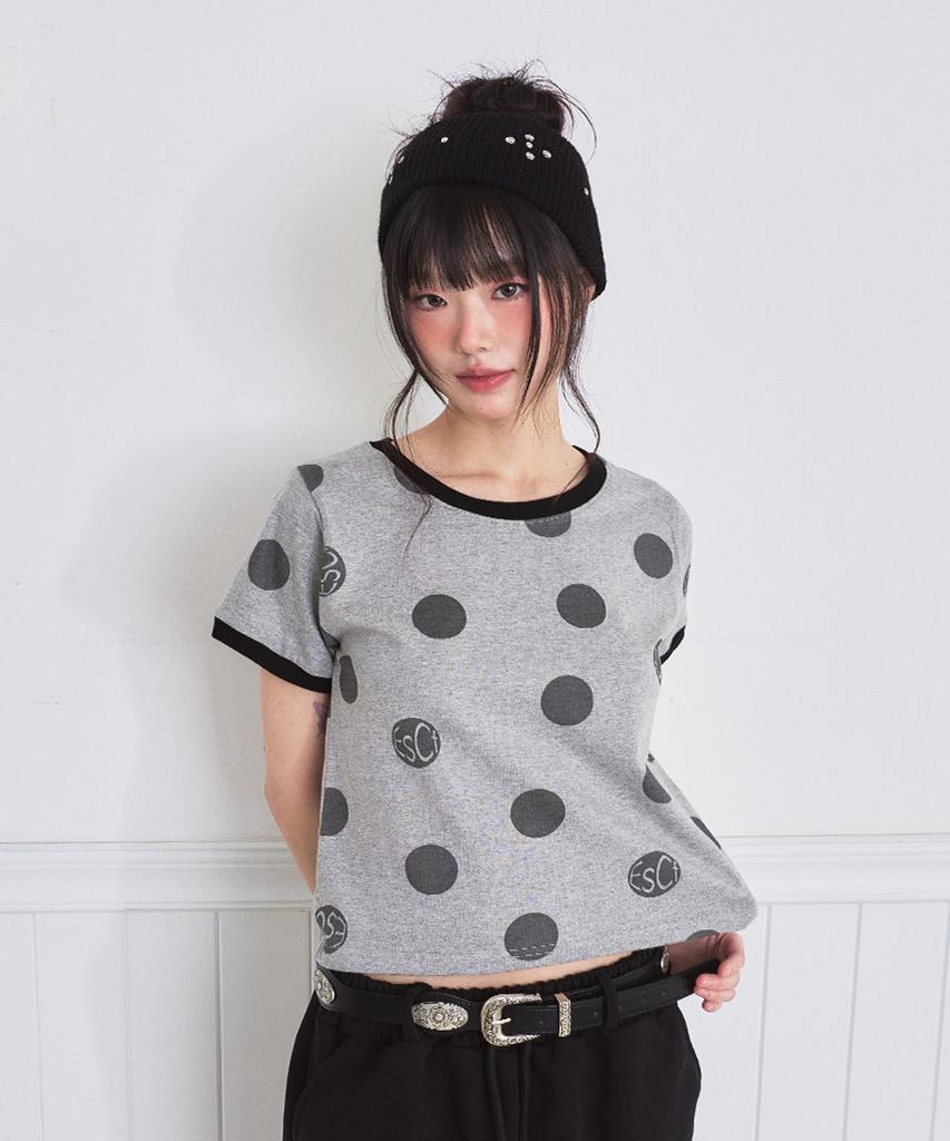 ESCAPEFROM Big Logo Dot Full Print Ringer Short Sleeve T-Shirt [3 Colors]