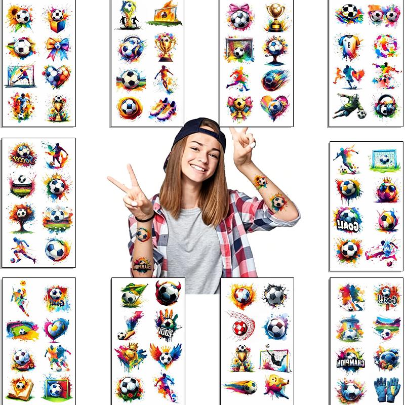 10/20/30Sheets Temporary Tattoos for Football Soccer Fan Fake Tattoo Sticker Waterproof Tattoo Sticker Sleeves Man Women