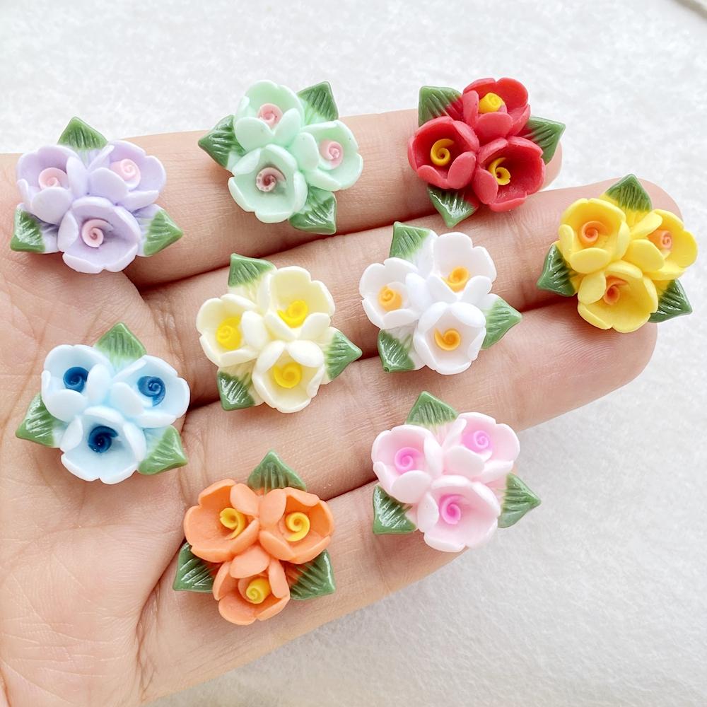 10PCS Vibrant Resin Three Roses For Scrapbooking, Wedding Decor & DIY Jewelry Making Accessories