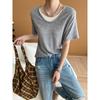 Sinan Casual Blogger Style Round Neck Two-Piece Knit T-Shirt (Short-Sleeved) - SN5531