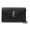 Ysl Cassandre Srebrne Elementy Ikona Łańcucha Odpinany Metalowy Łańcuszek Skórzana Torba Crossbody Damska torba crossbody Czarny 377828-BOW02-1000