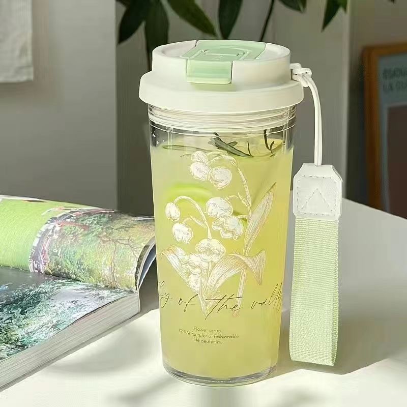 Summer Straw Cup Portable and Portable for Girls Drop Resistant Large Capacity Dual Drink Office Water Cup High-capacity
