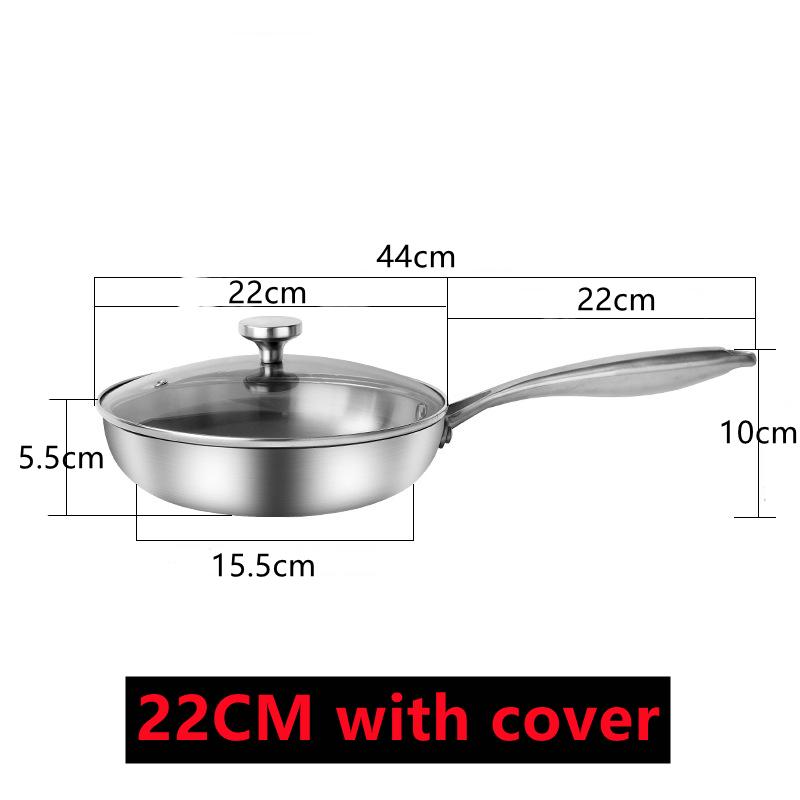 New Frying Pan 304 Stainless Steel Cooking Pots for Kitchen Professional Grade Pans for Cooking Tools Pot 22cm 24cm 26cm 28cm